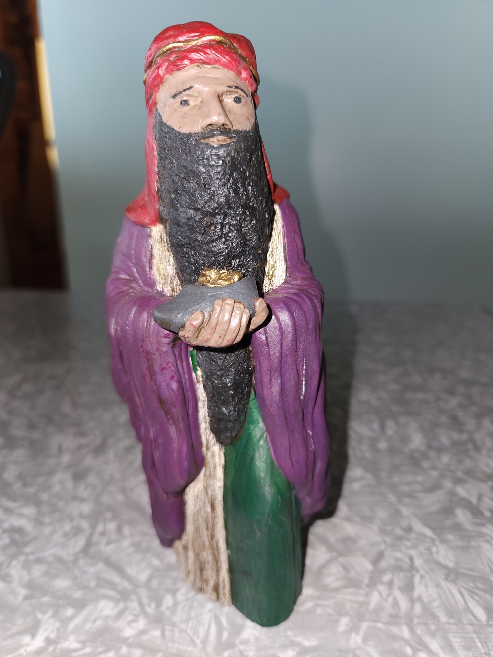 Purple and Green Wise Man Holiday Figurine - Unbranded